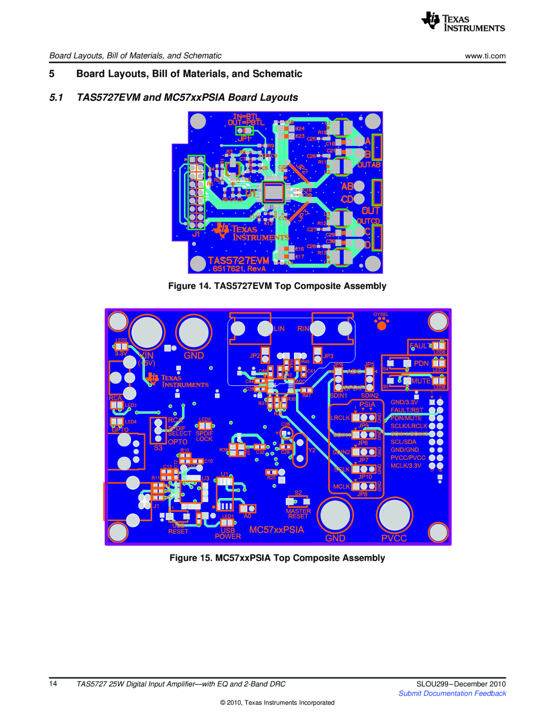 Texas Instruments quick start TAS5727EVM and MC57xxPSIA Board Layouts, TAS5727EVM Top Composite Assembly 