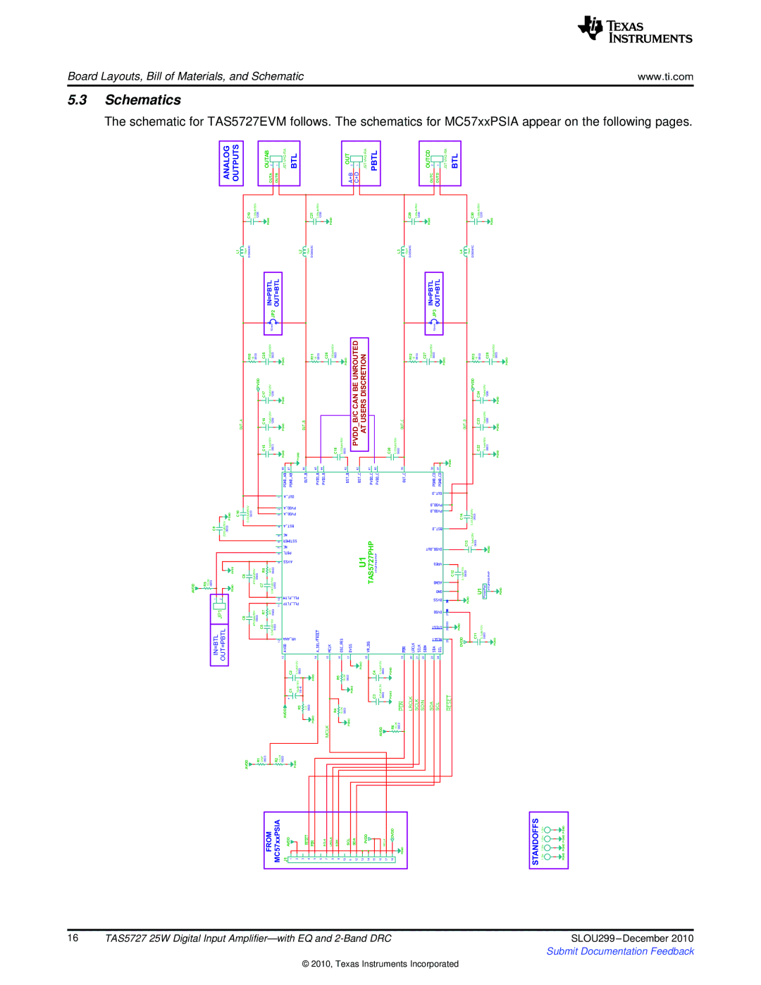 Texas Instruments TAS5727 quick start Schematics, Out 