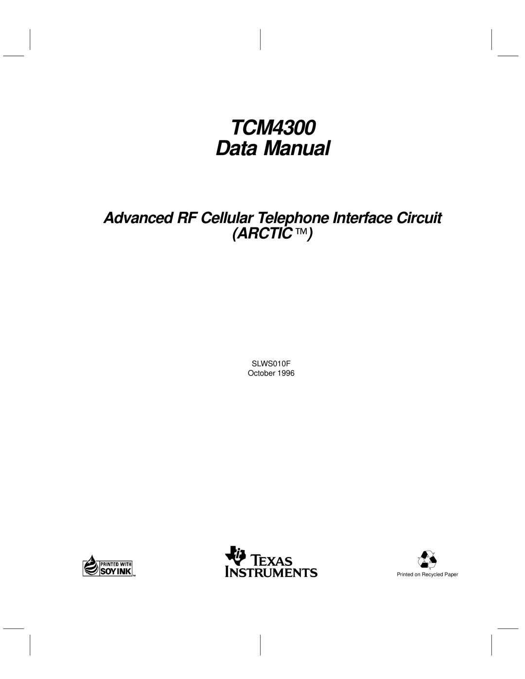 Texas Instruments manual TCM4300 Data Manual 