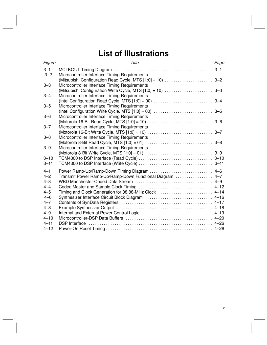 Texas Instruments TCM4300 manual List of Illustrations 