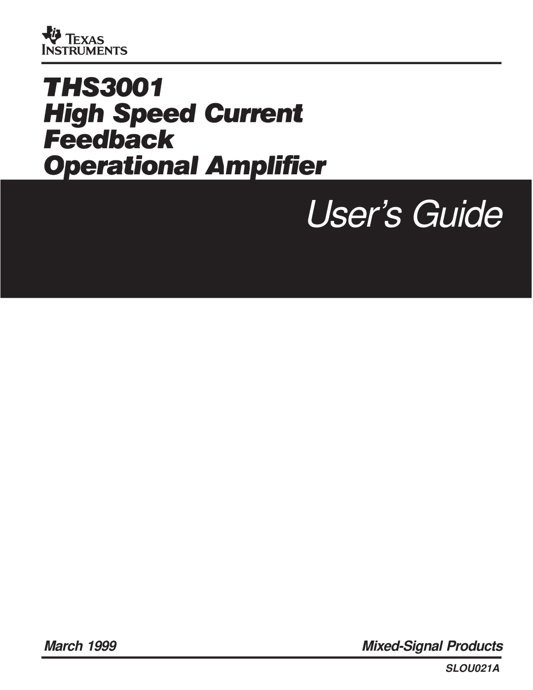 Texas Instruments THS3001 manual Users Guide 