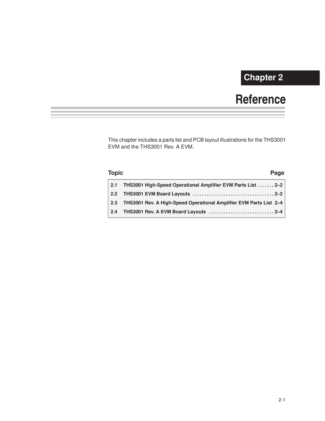 Texas Instruments THS3001 manual Reference 