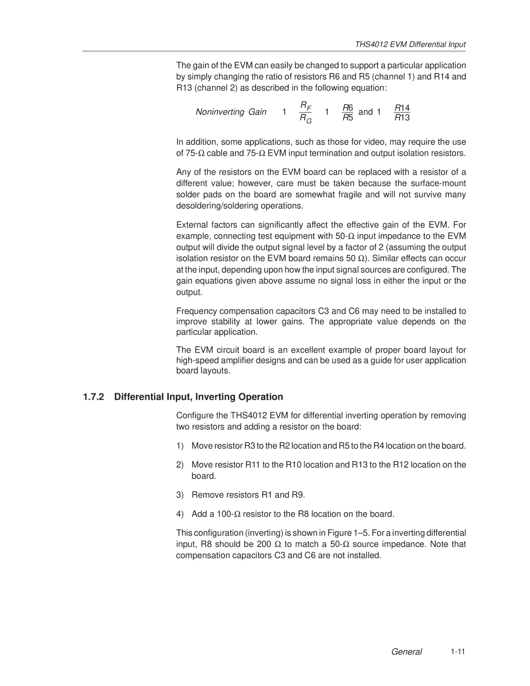 Texas Instruments THS4012 manual Differential Input, Inverting Operation 