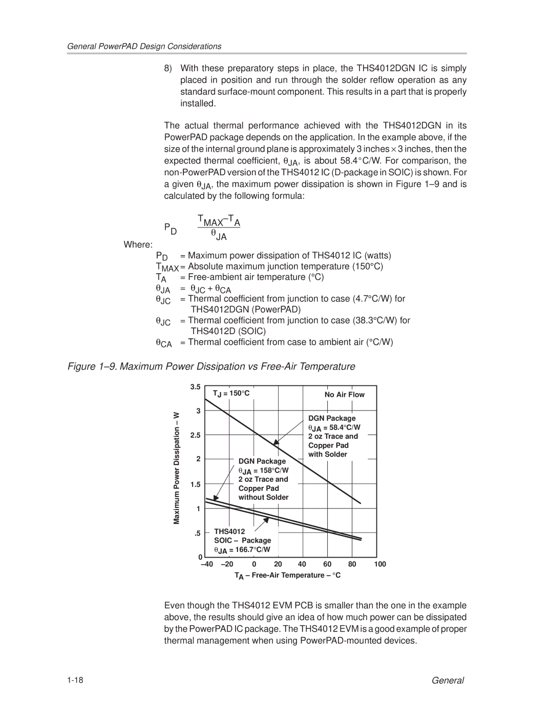 Texas Instruments THS4012 manual ±9. Maximum Power Dissipation vs Free-Air Temperature 