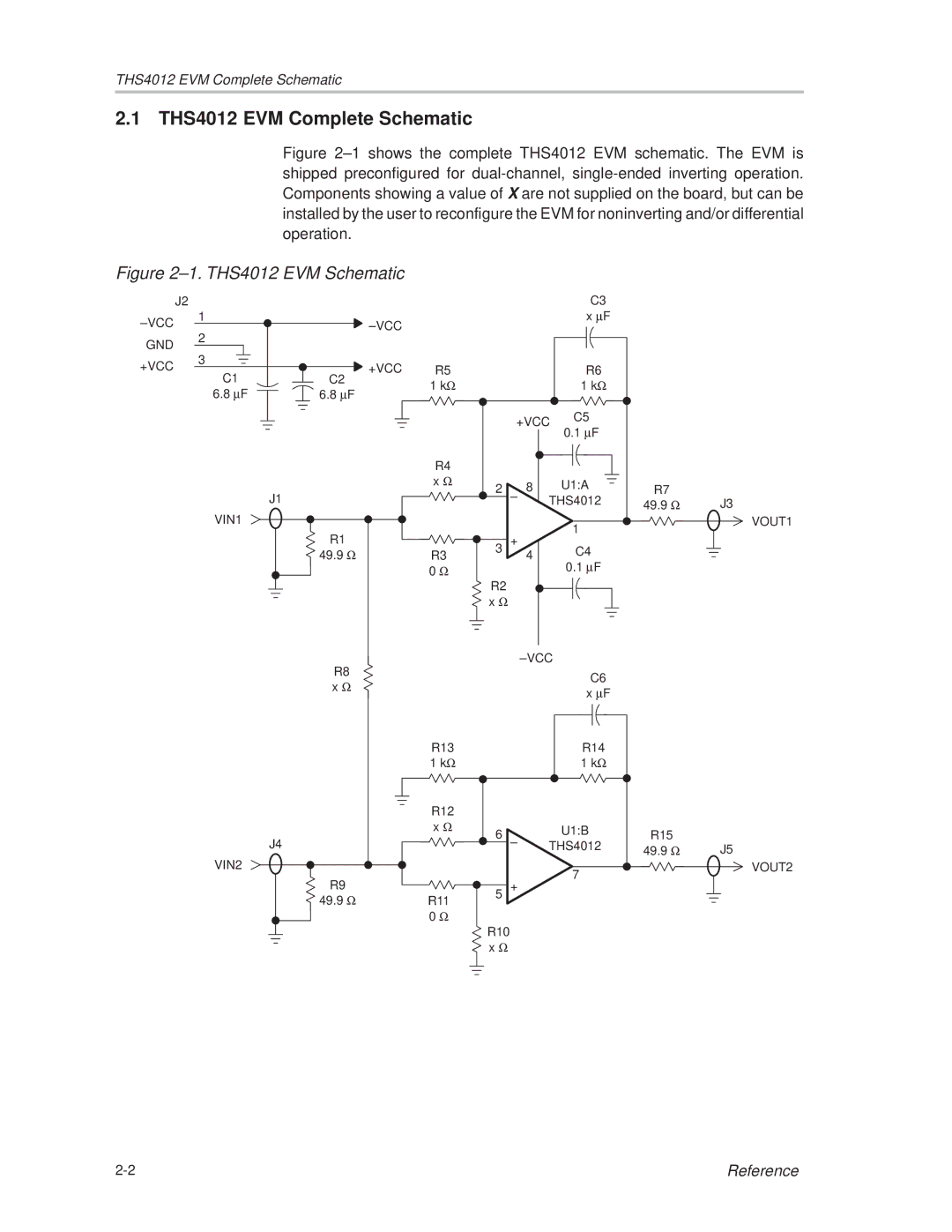 Texas Instruments manual THS4012 EVM Complete Schematic, ±1. THS4012 EVM Schematic 