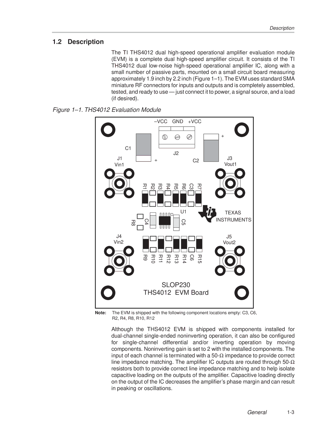 Texas Instruments THS4012 manual Description, SLOP230 