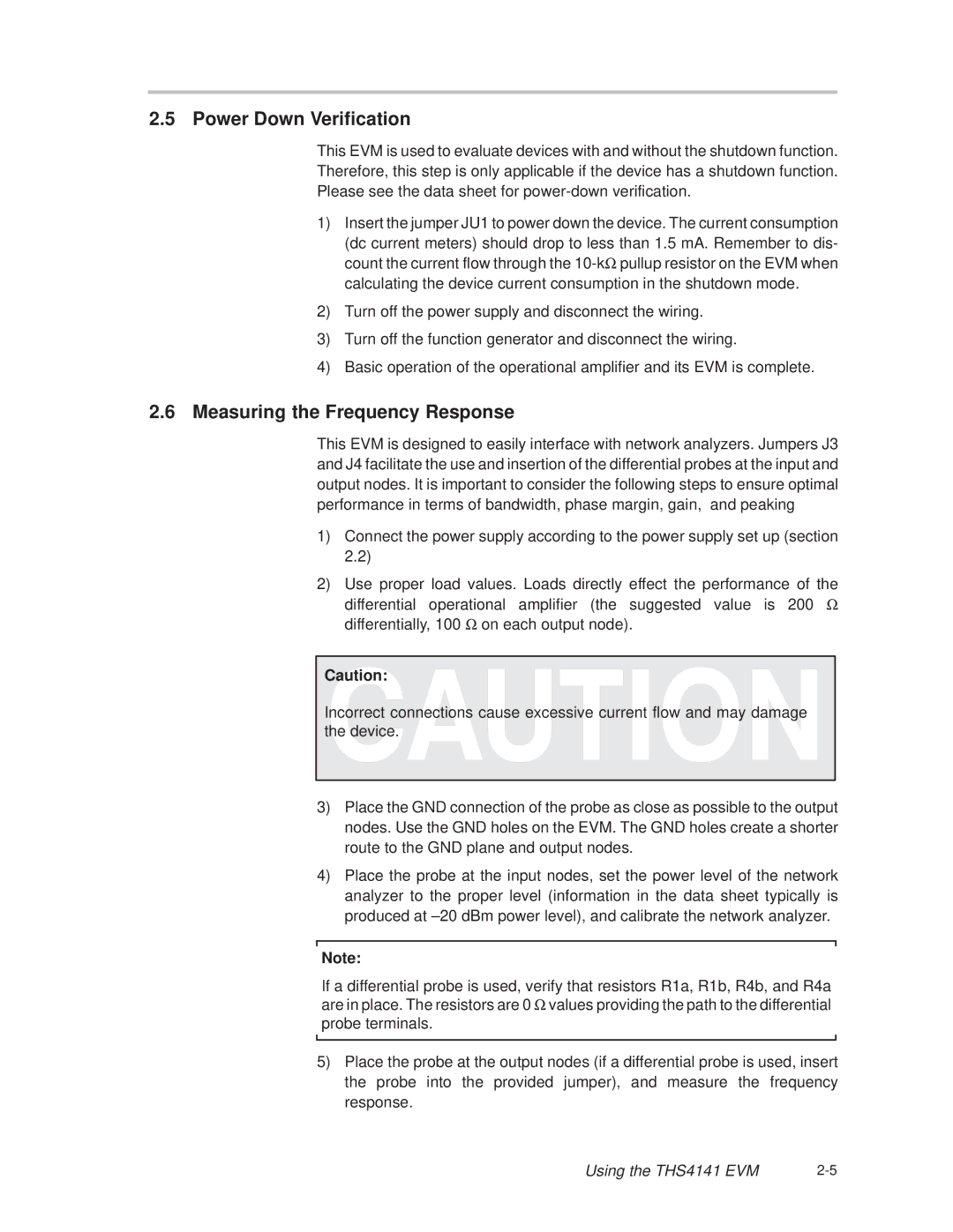 Texas Instruments THS4141 manual Power Down Verification, Measuring the Frequency Response 