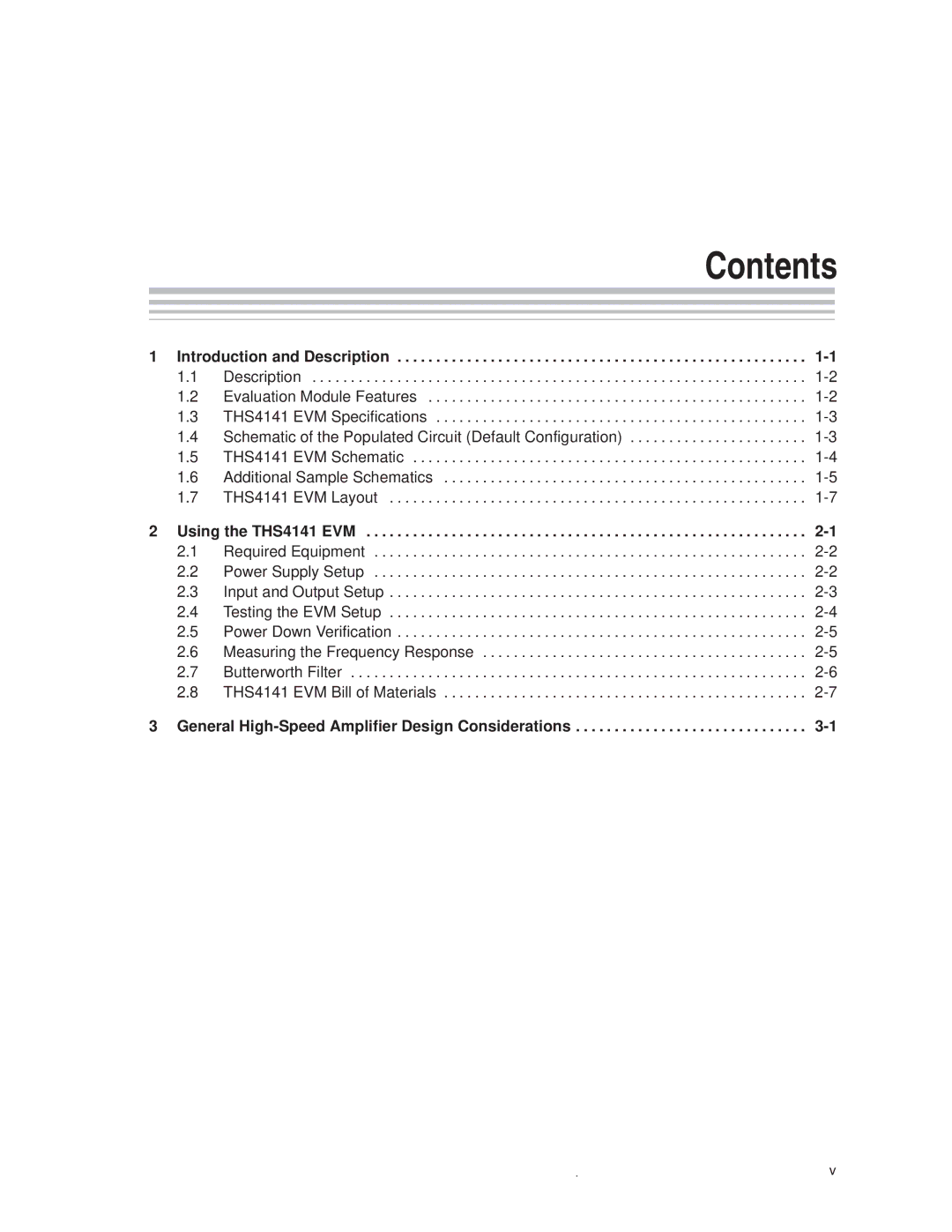 Texas Instruments THS4141 manual Contents 