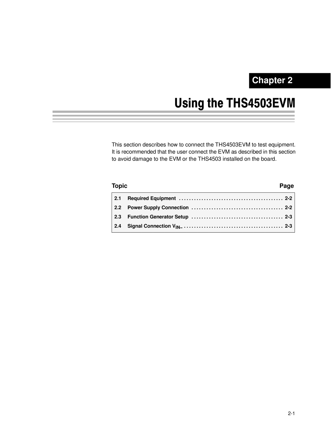 Texas Instruments manual Using the THS4503EVM 