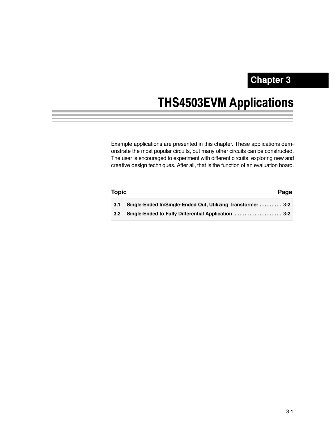 Texas Instruments manual THS4503EVM Applications 