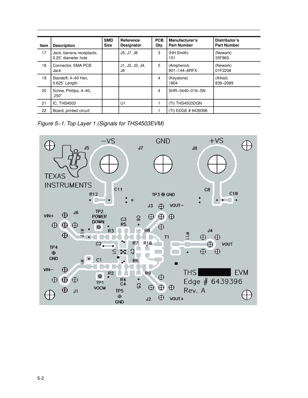 Texas Instruments manual 1. Top Layer 1 Signals for THS4503EVM 