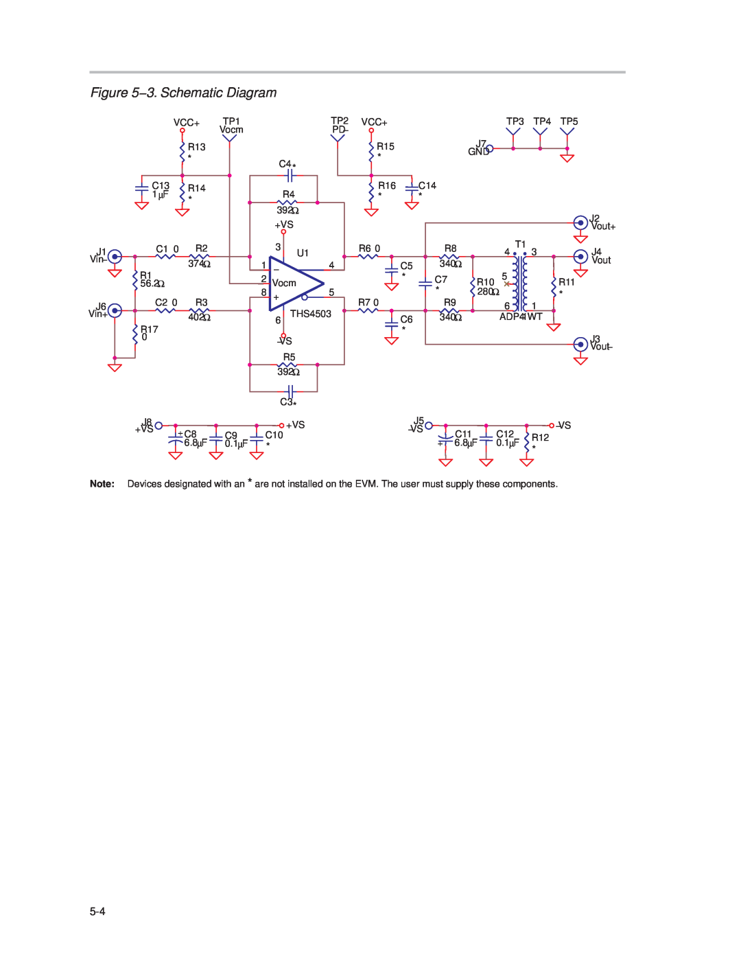 Texas Instruments THS4503EVM manual 3. Schematic Diagram 