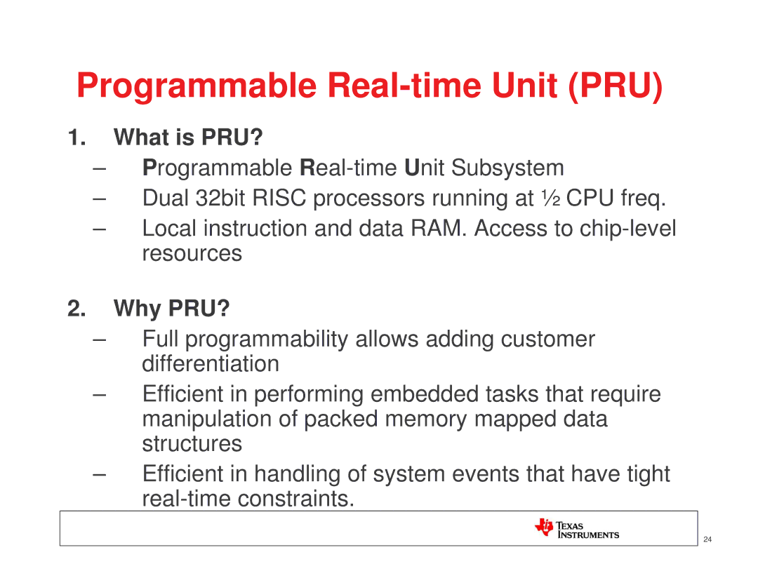 Texas Instruments TI SITARA manual Programmable Real-time Unit PRU, What is PRU? 