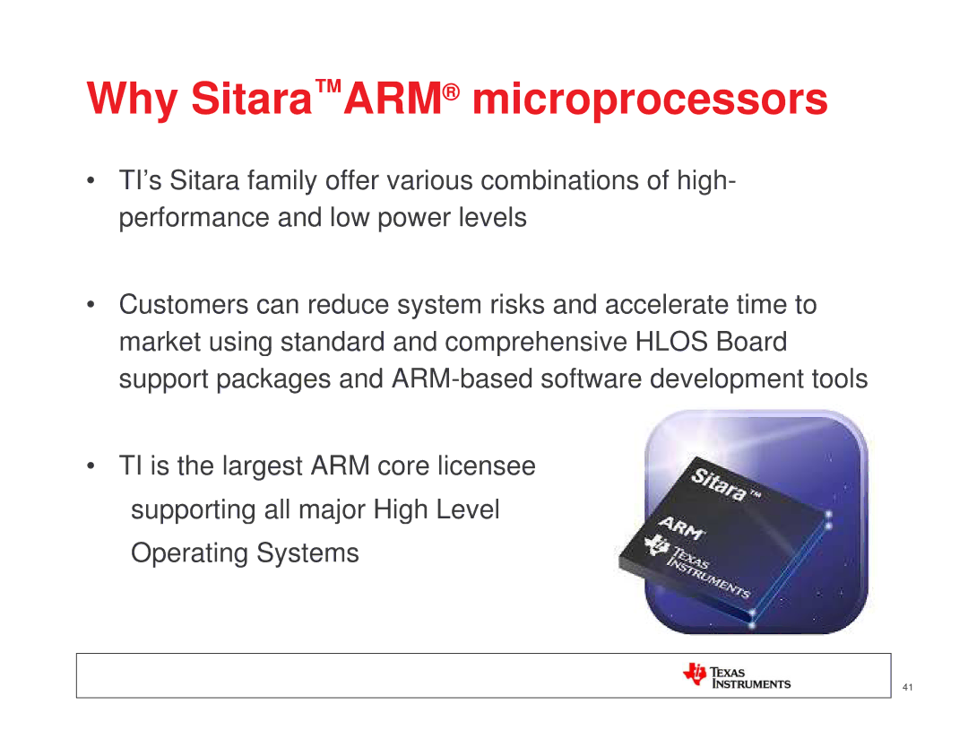 Texas Instruments TI SITARA manual Why SitaraARM microprocessors 