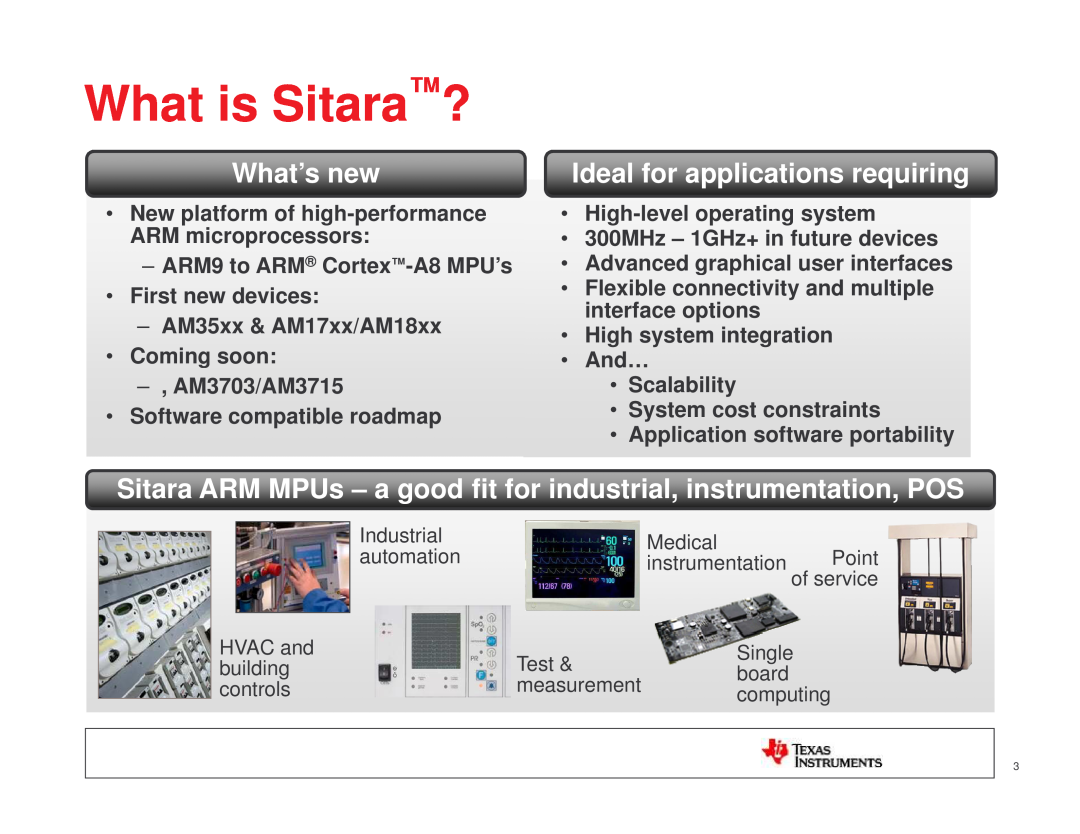 Texas Instruments TI SITARA manual What is Sitara?, What’s new, Ideal for applications requiring 