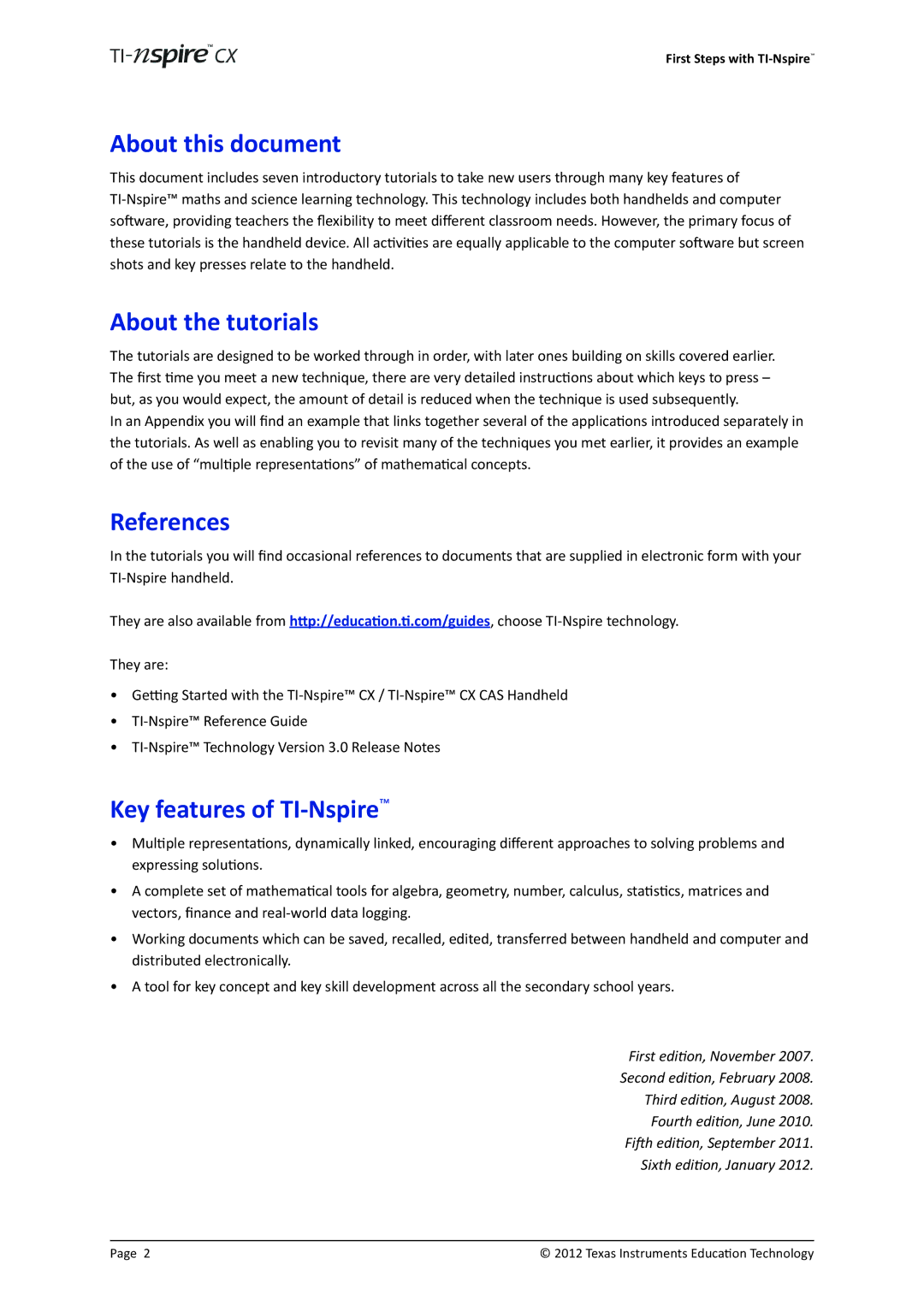 Texas Instruments TINSPIRECX manual About this document 