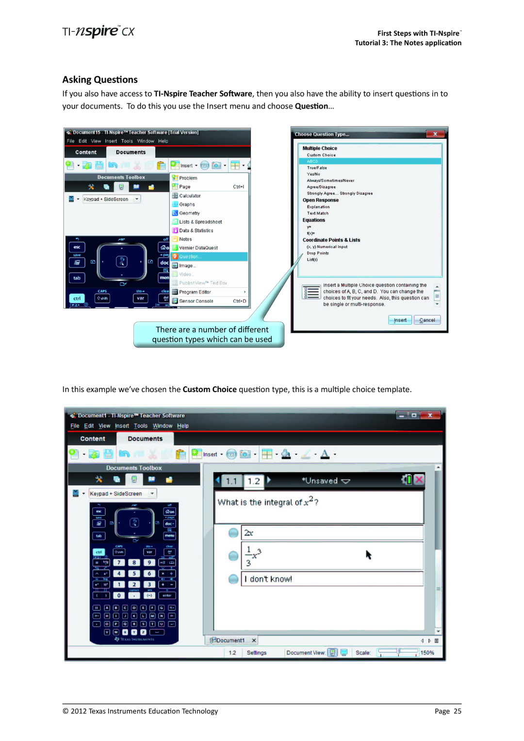 Texas Instruments TINSPIRECX manual Asking Questions 