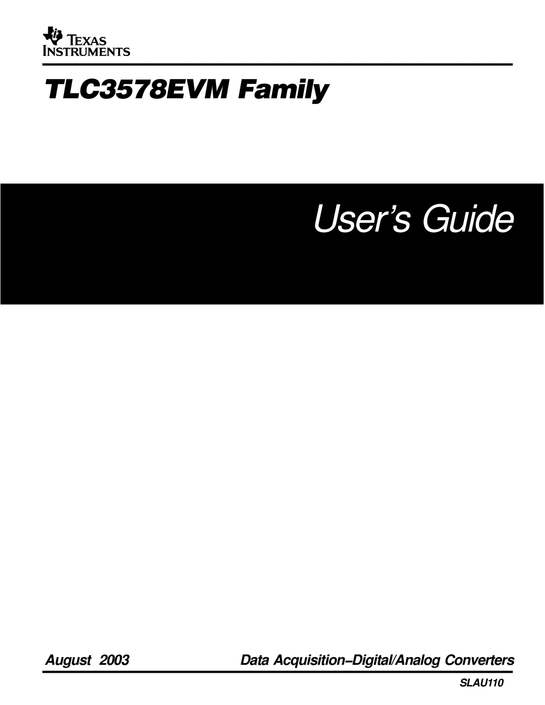 Texas Instruments TLC3578EVM manual User’s Guide 