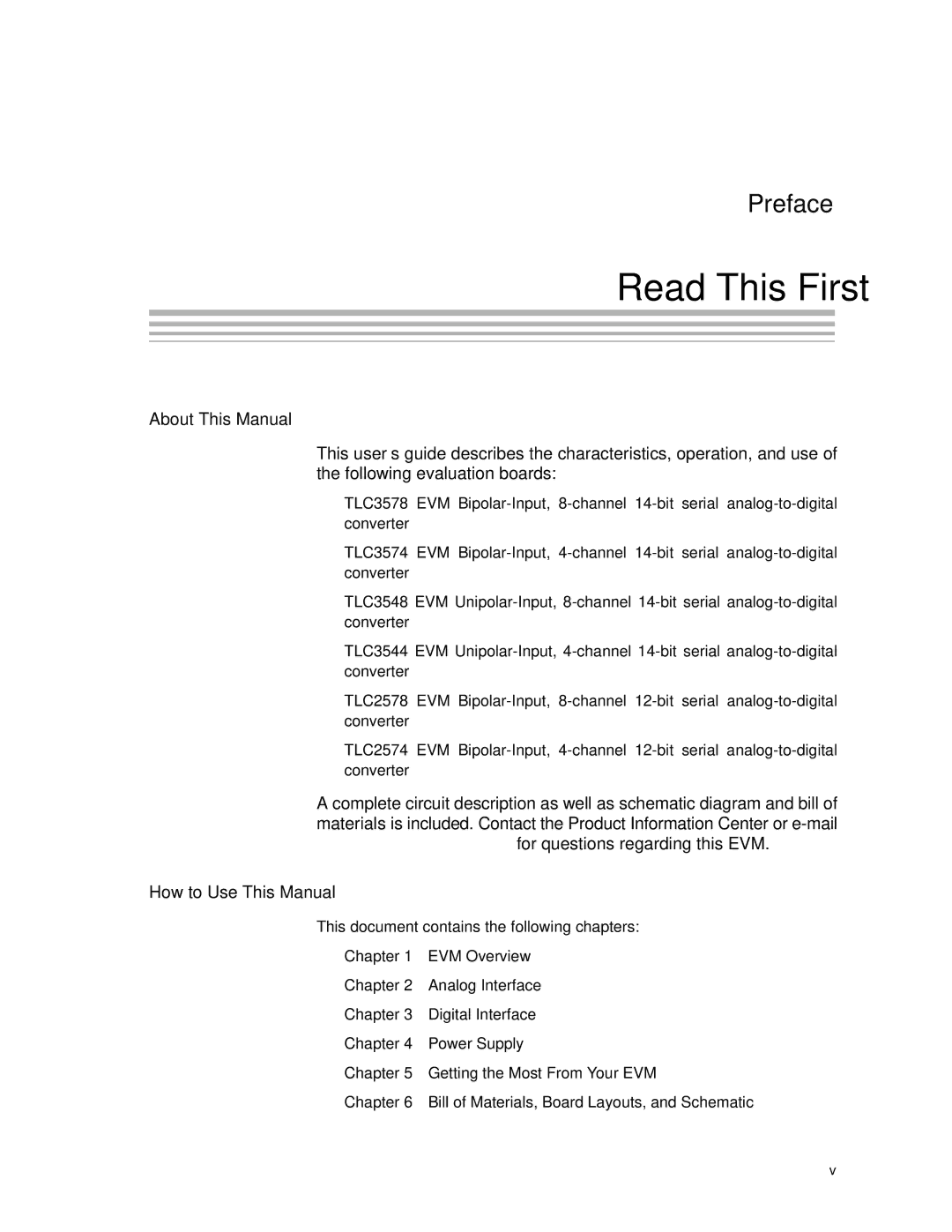 Texas Instruments TLC3578EVM manual Read This First, About This Manual 