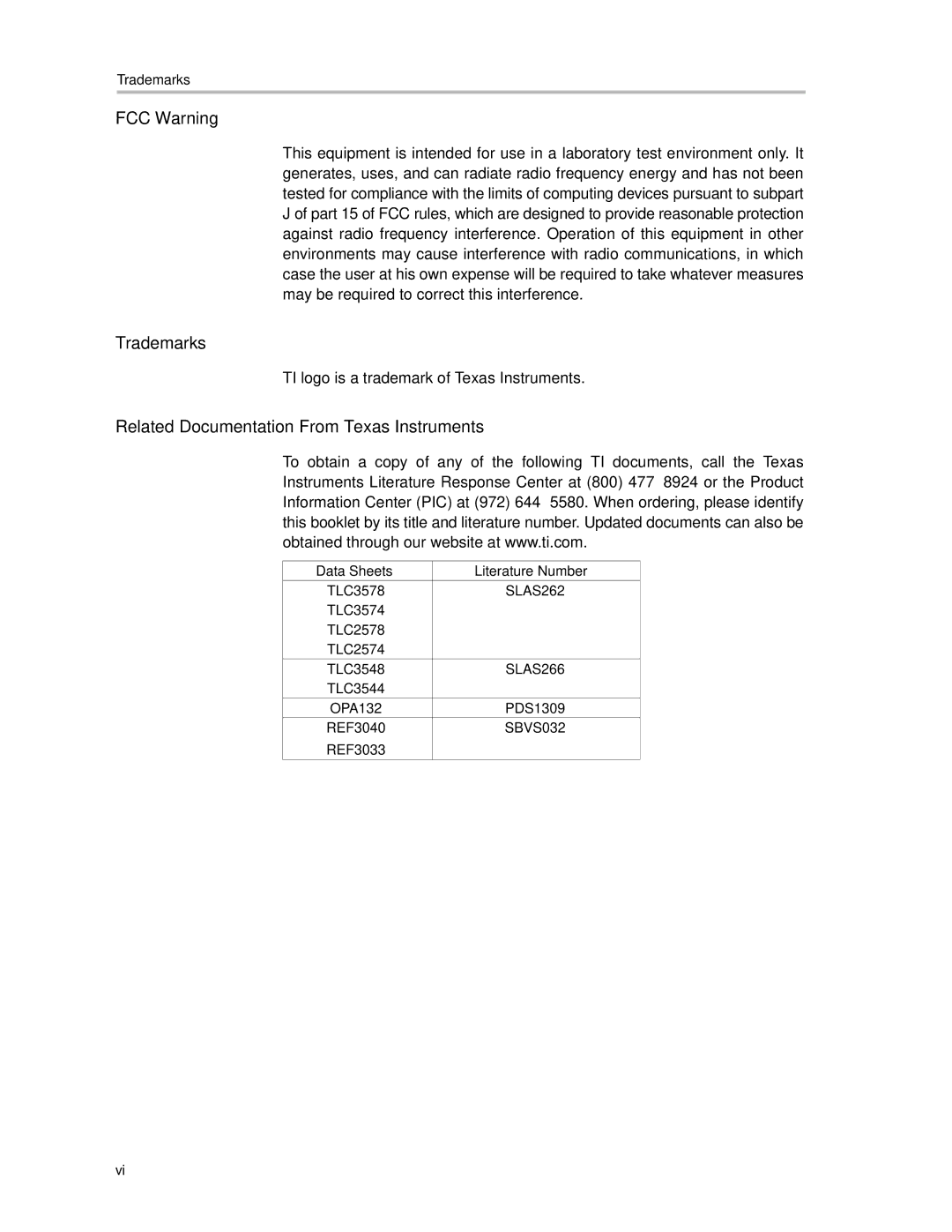 Texas Instruments TLC3578EVM manual Trademarks 