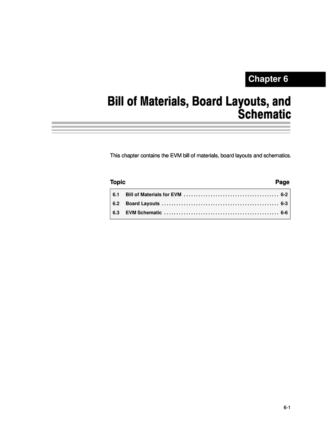 Texas Instruments TLC3578EVM manual Bill of Materials, Board Layouts, and Schematic, Chapter, Page, Topic, EVM Schematic 