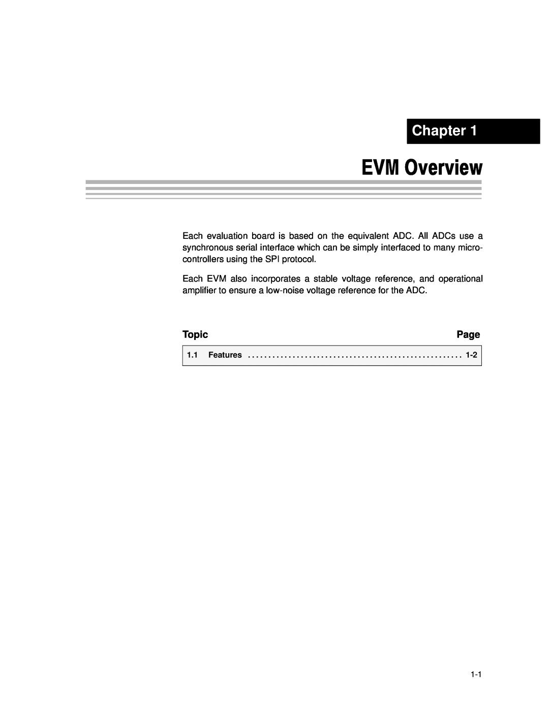 Texas Instruments TLC3578EVM manual EVM Overview, Chapter, Topic, Page 