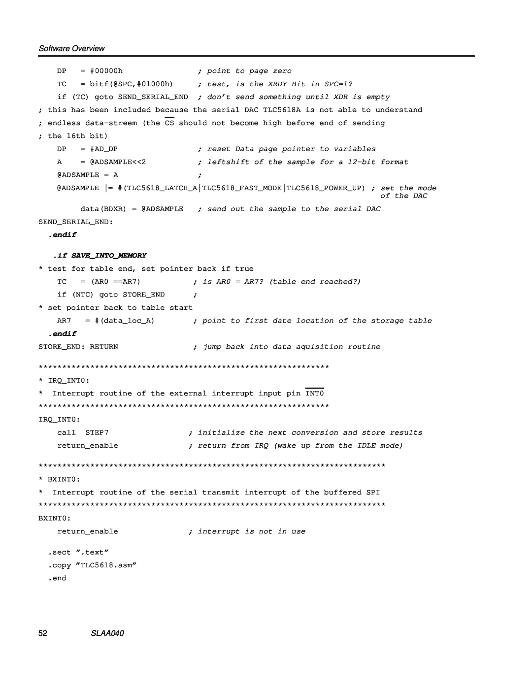 Texas Instruments TLV1562 manual endif, SLAA040 