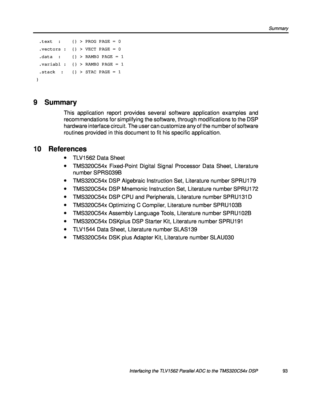 Texas Instruments TLV1562 manual Summary, References 