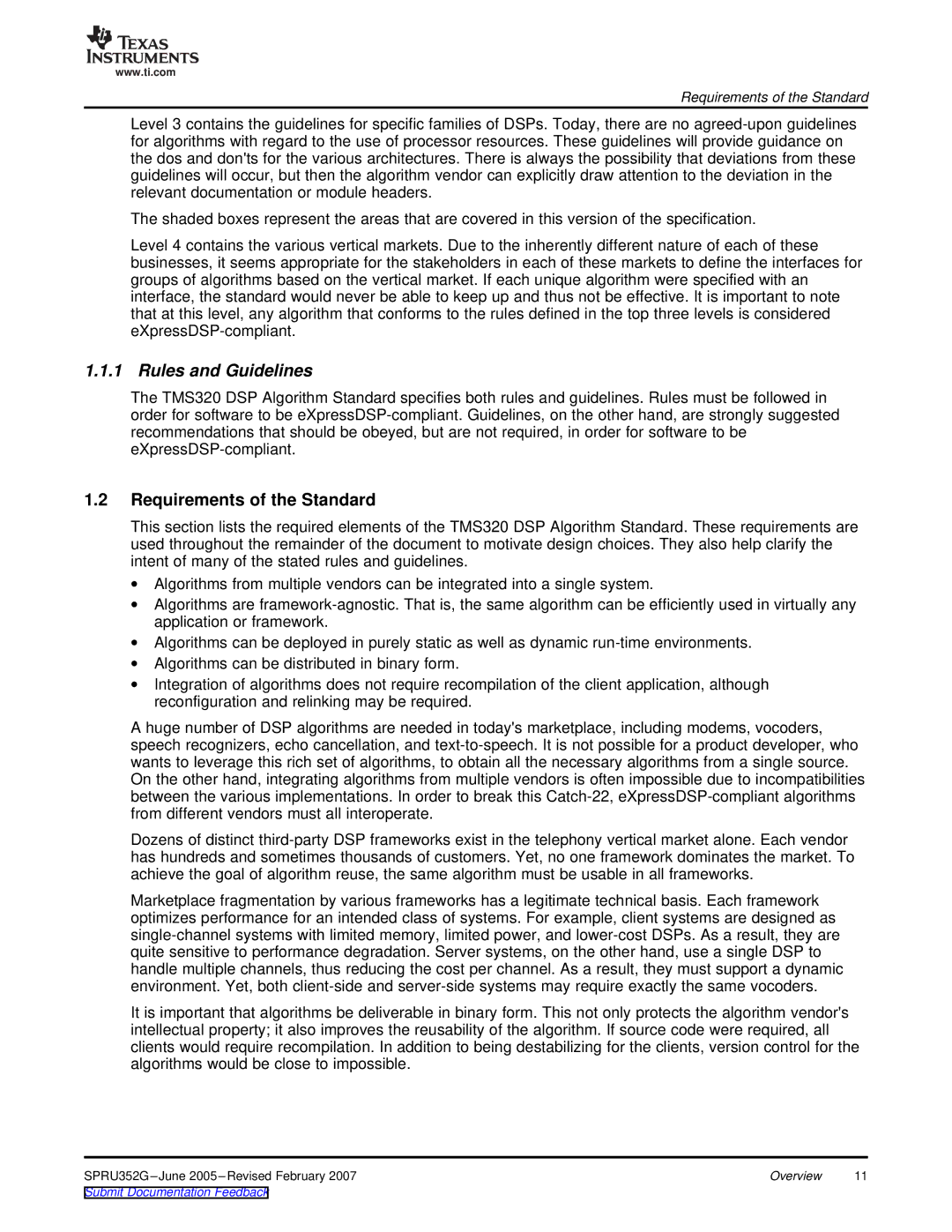 Texas Instruments TMS320 DSP manual Rules and Guidelines, Requirements of the Standard 