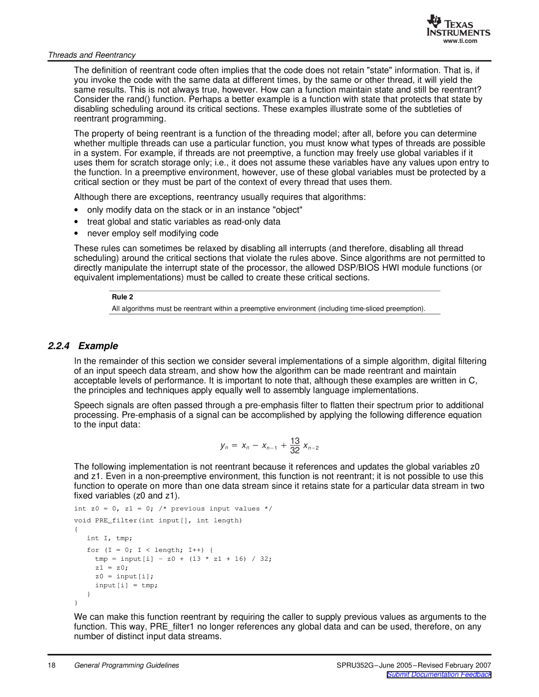 Texas Instruments TMS320 DSP manual Example 