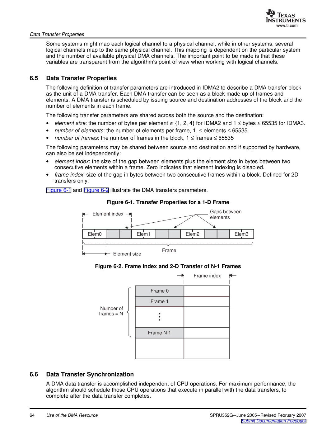 Texas Instruments TMS320 DSP manual Data Transfer Properties, Data Transfer Synchronization 