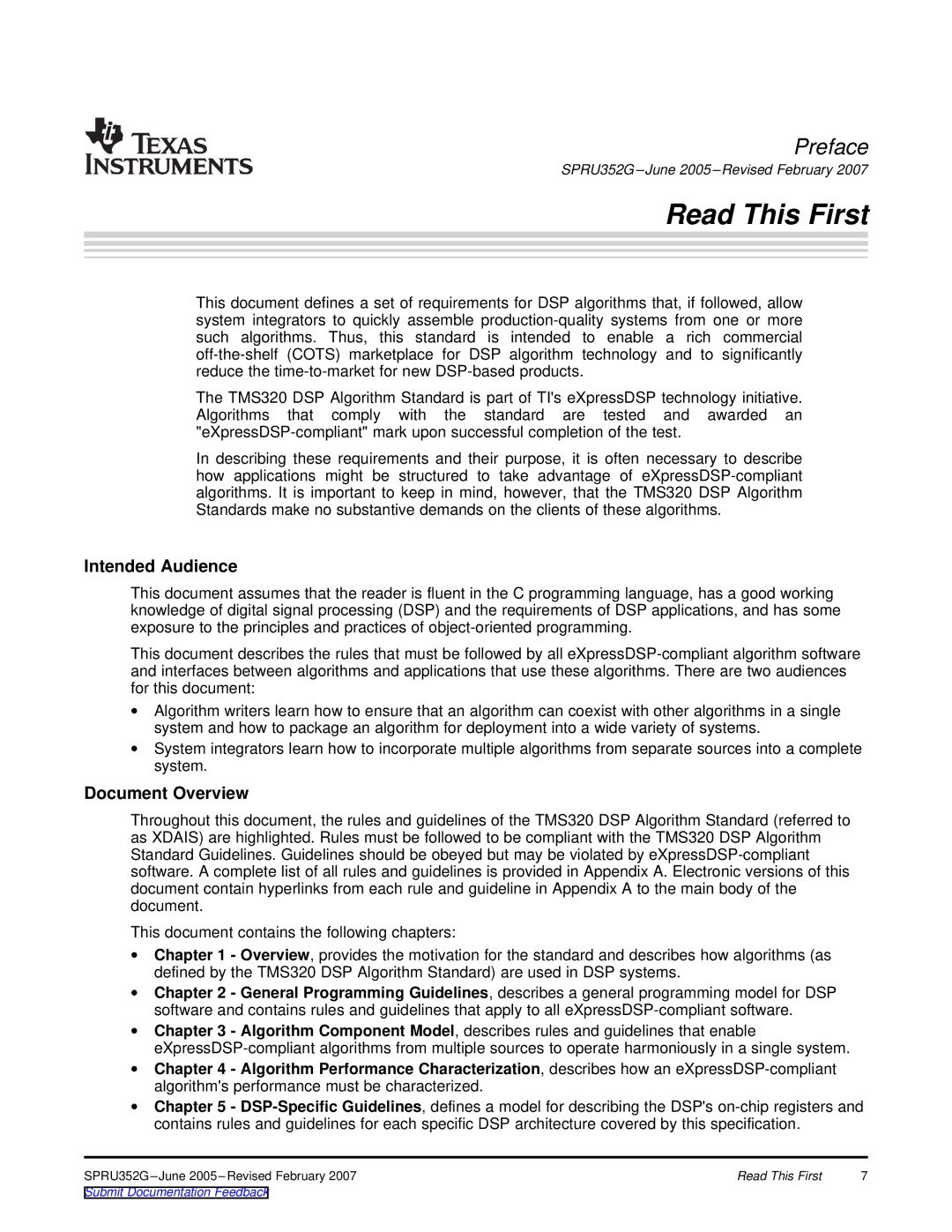 Texas Instruments TMS320 DSP manual Read This First, Intended Audience, Document Overview 