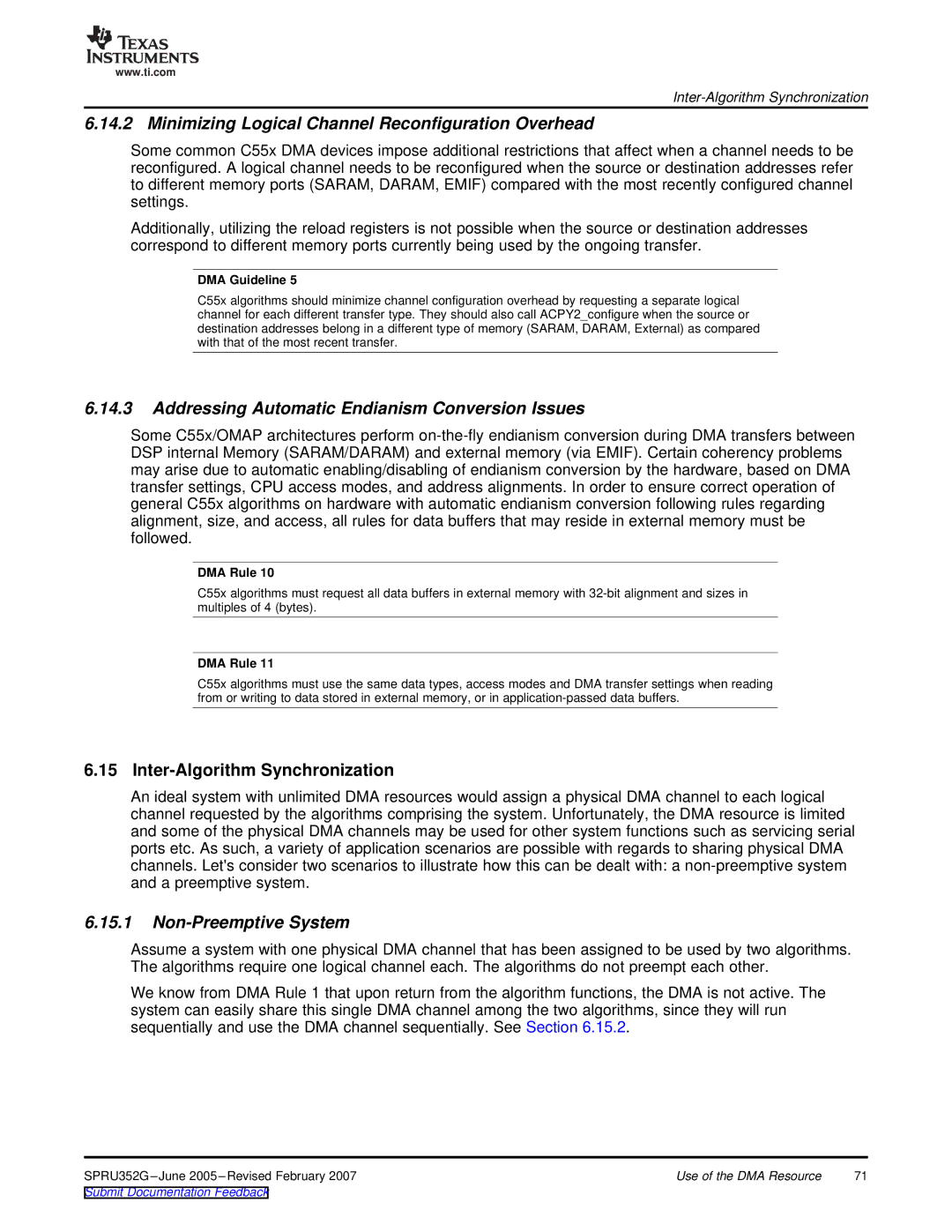 Texas Instruments TMS320 DSP manual Minimizing Logical Channel Reconfiguration Overhead, Inter-Algorithm Synchronization 