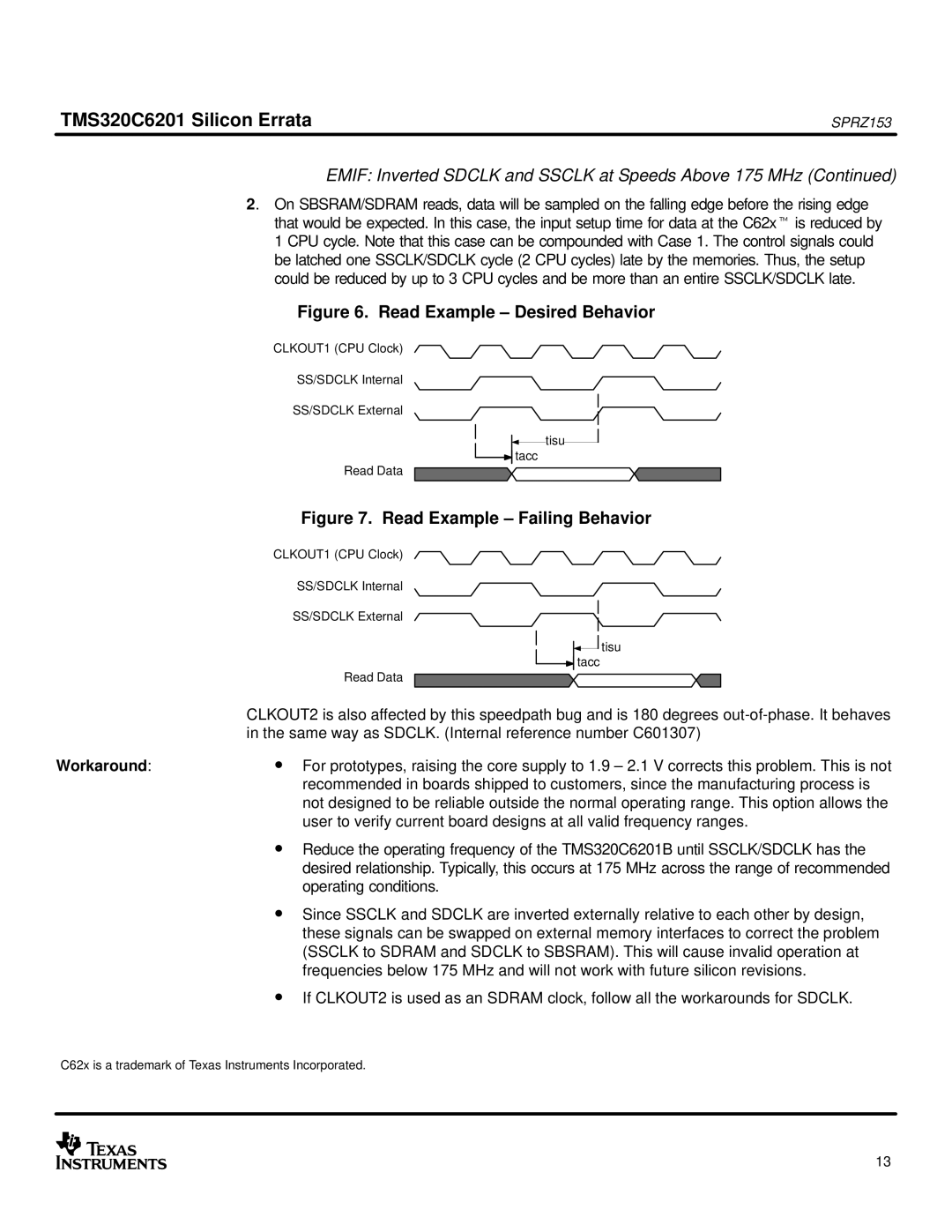 Texas Instruments TMS320C6201 manual Read Example Desired Behavior 