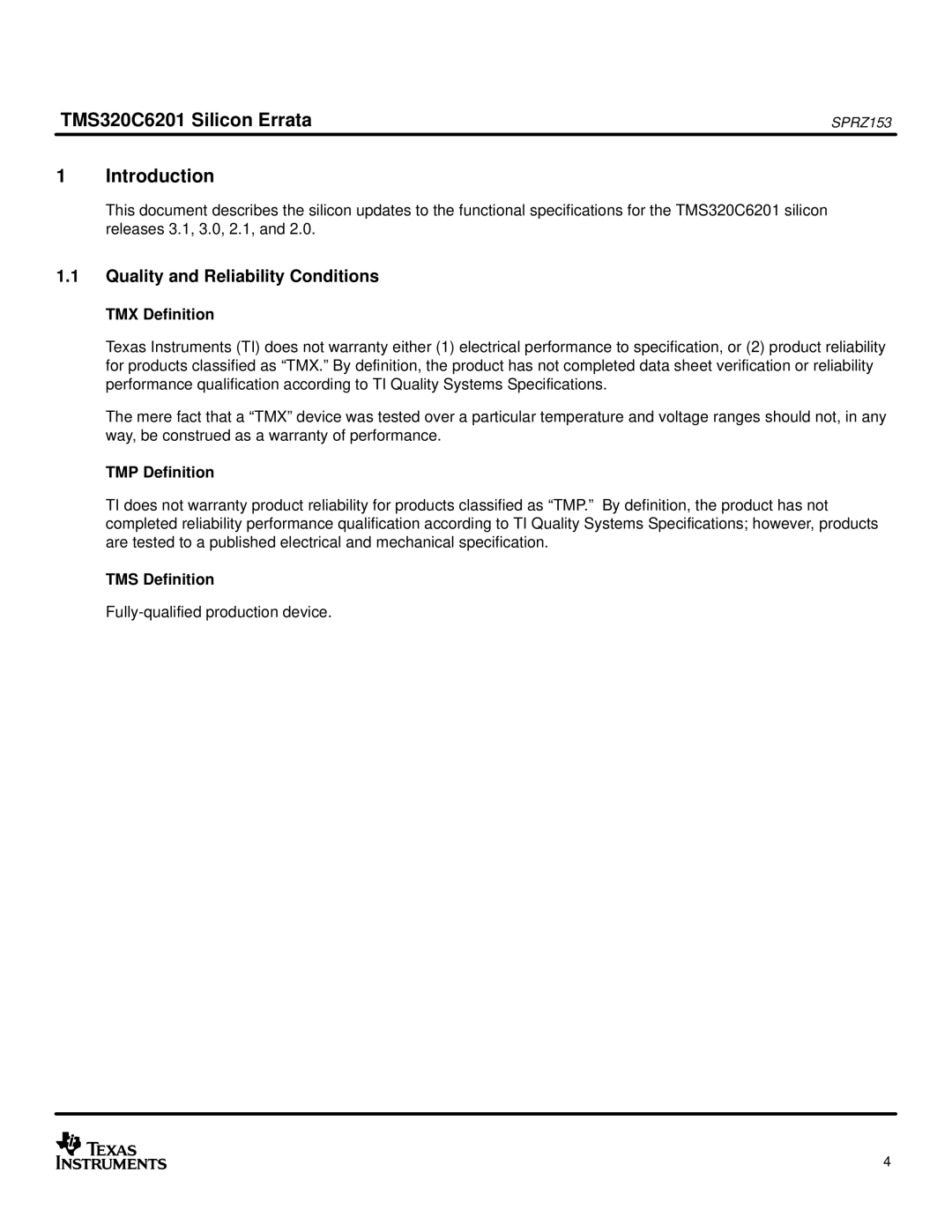 Texas Instruments TMS320C6201 manual Introduction 