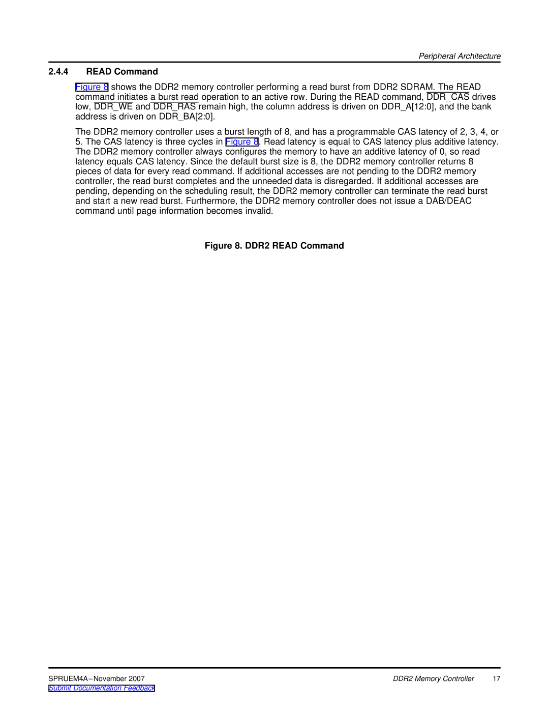 Texas Instruments TMS320C642x DSP manual DDR2 Read Command 