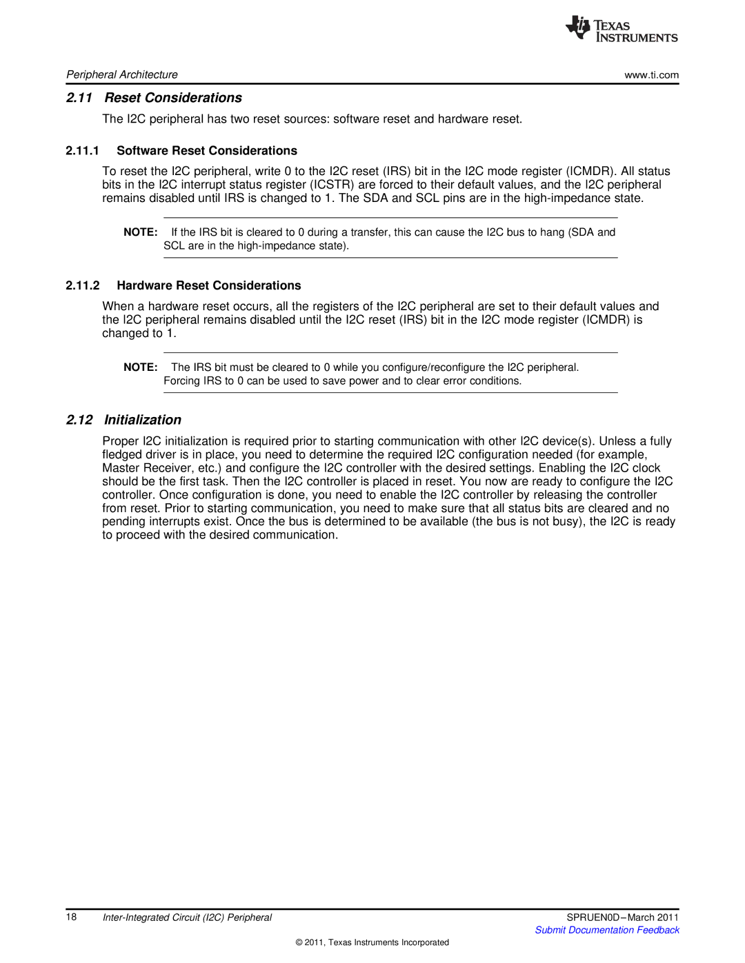 Texas Instruments TMS320C642X manual Initialization, Software Reset Considerations, Hardware Reset Considerations 