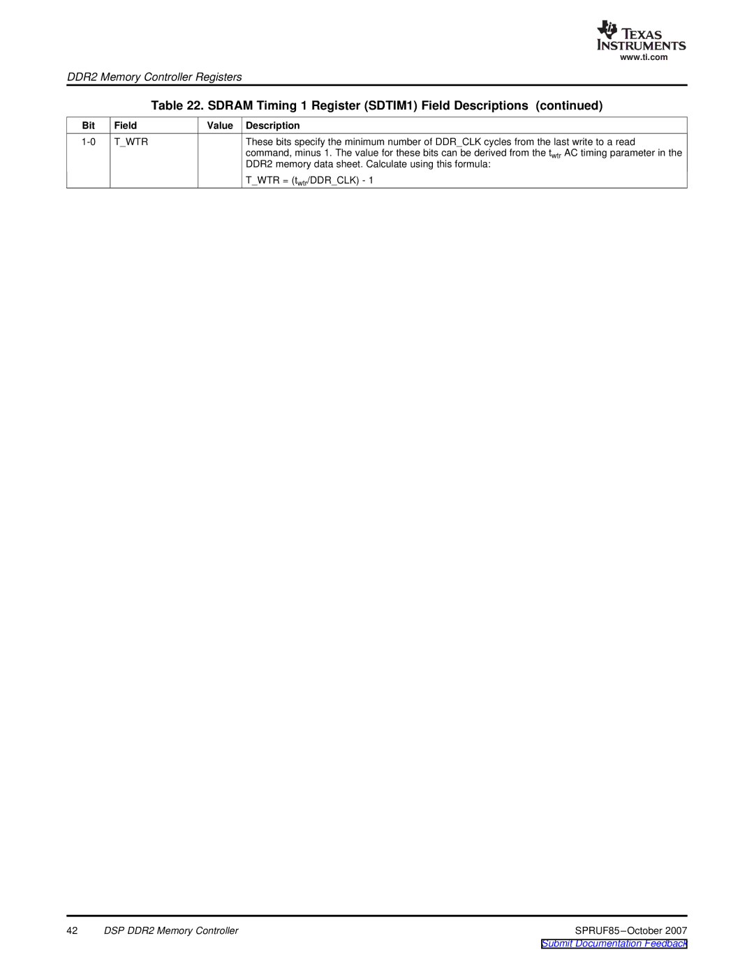 Texas Instruments TMS320C6452 DSP manual DDR2 memory data sheet. Calculate using this formula 