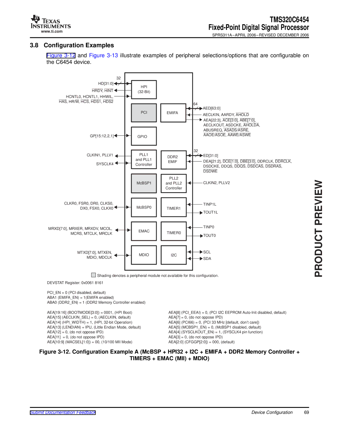 Texas Instruments TMS320C6454 warranty Configuration Examples 