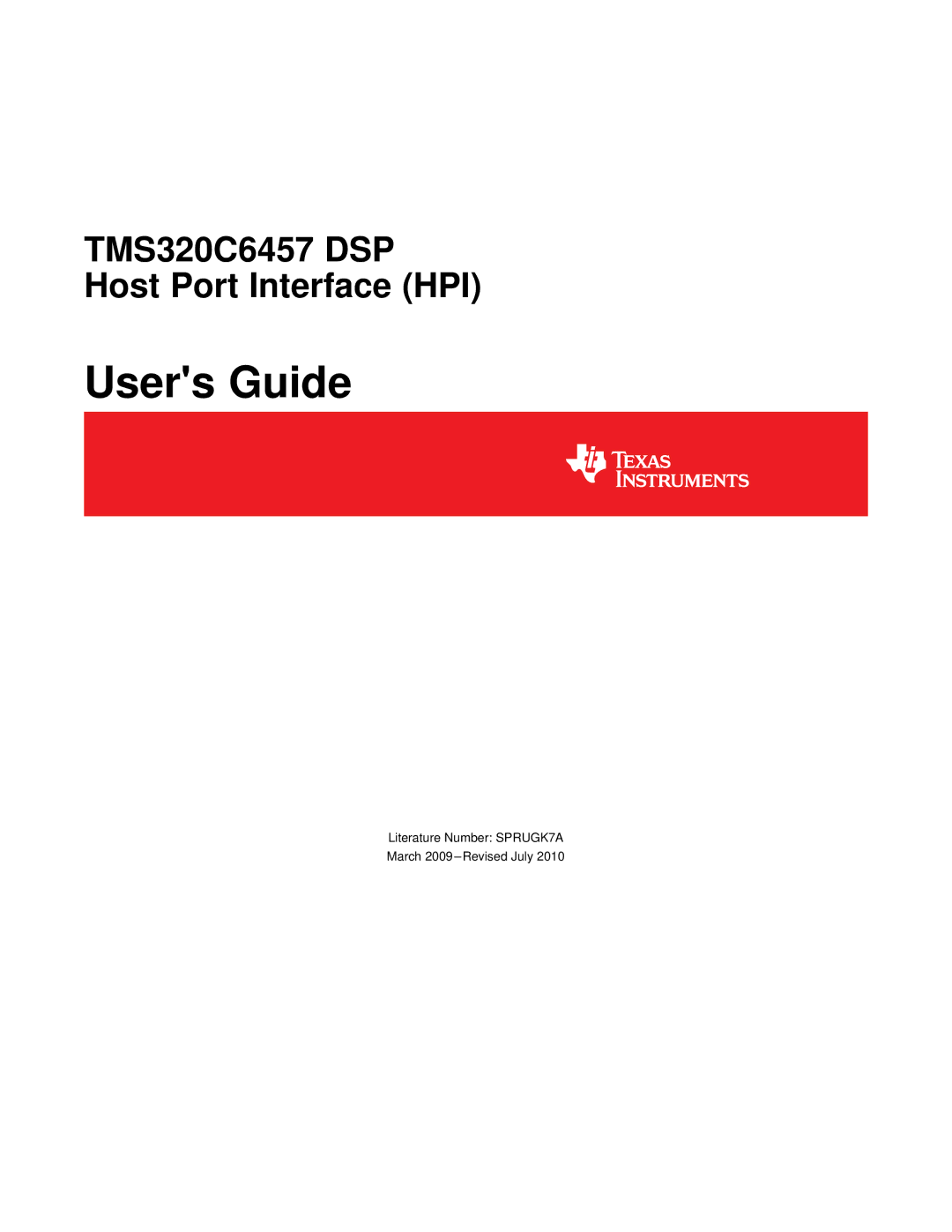 Texas Instruments TMS320C6457 manual Users Guide 