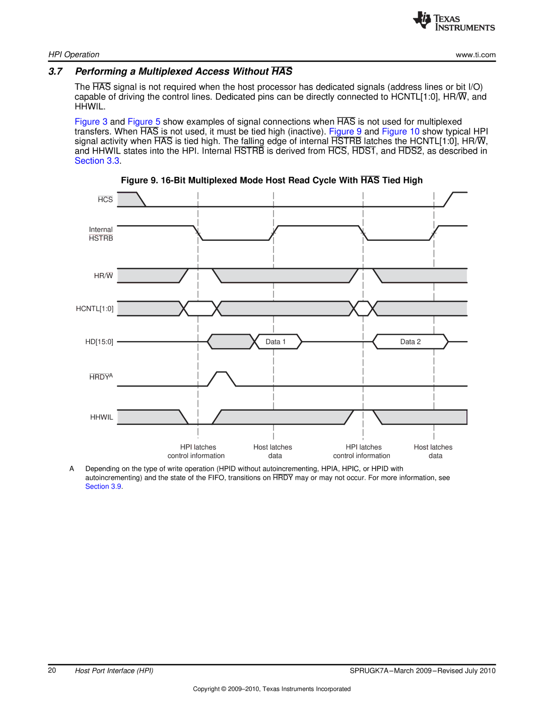 Texas Instruments TMS320C6457 manual Performing a Multiplexed Access Without has, Hstrb HR/W 