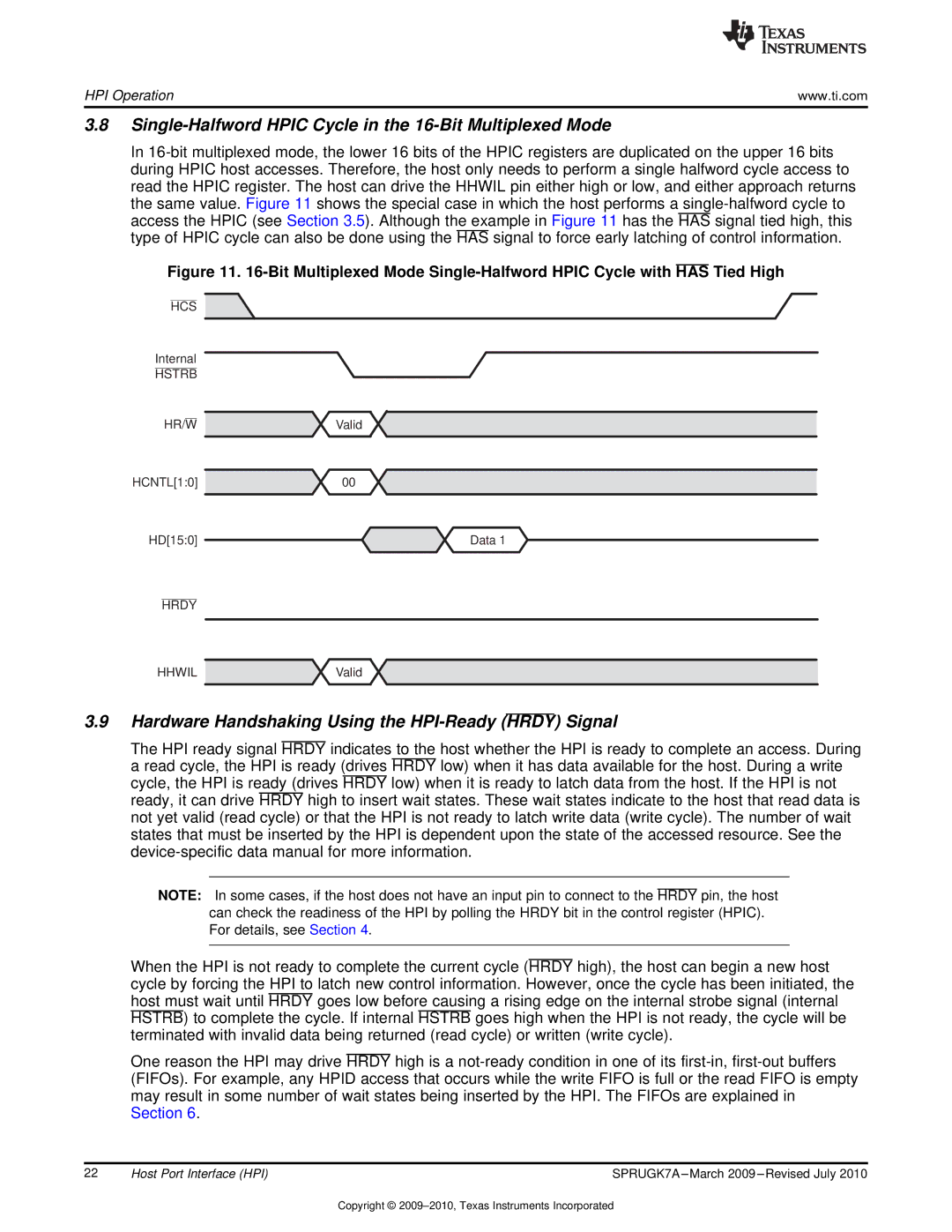 Texas Instruments TMS320C6457 manual Single-Halfword Hpic Cycle in the 16-Bit Multiplexed Mode 