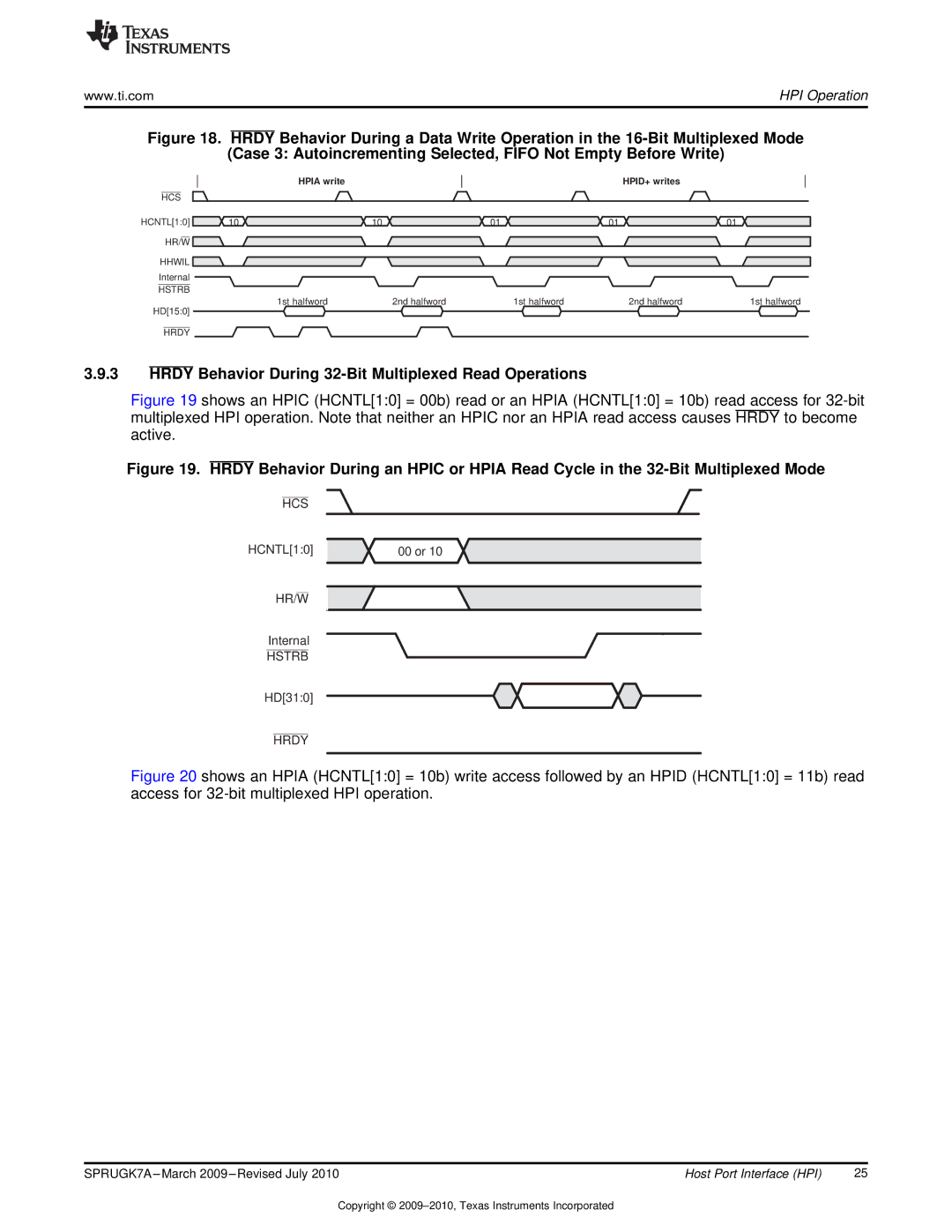 Texas Instruments TMS320C6457 manual Hrdy Behavior During 32-Bit Multiplexed Read Operations, Hr/W 