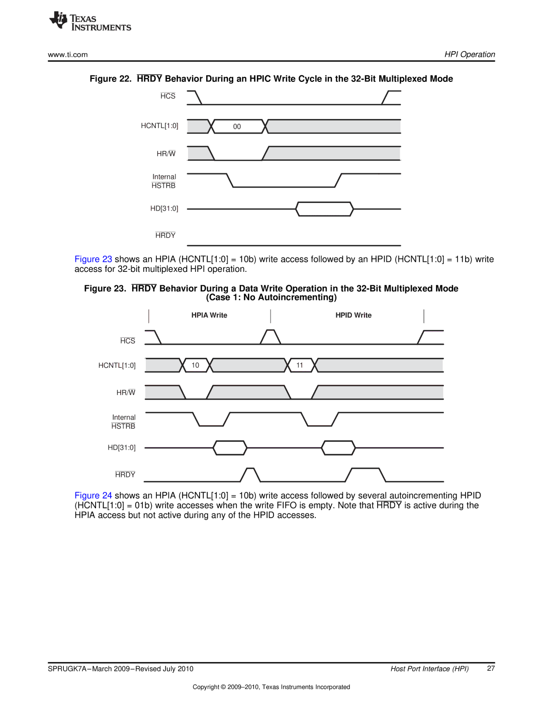 Texas Instruments TMS320C6457 manual Hpia Write Hpid Write 