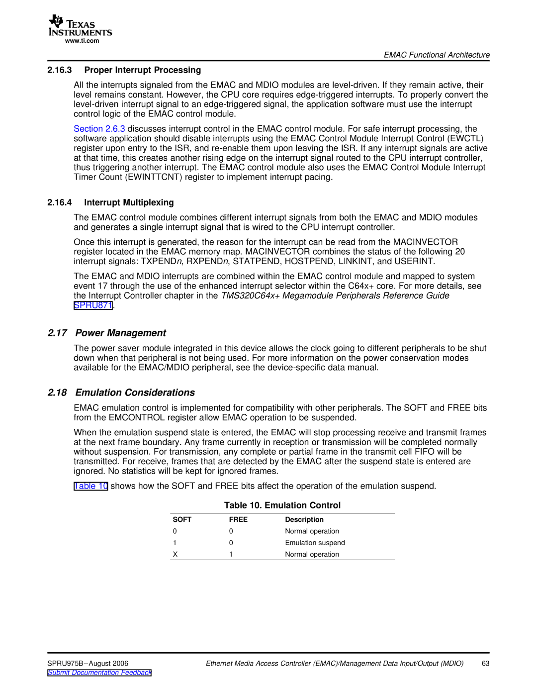 Texas Instruments TMS320C645x DSP manual Power Management, Emulation Considerations, Proper Interrupt Processing 