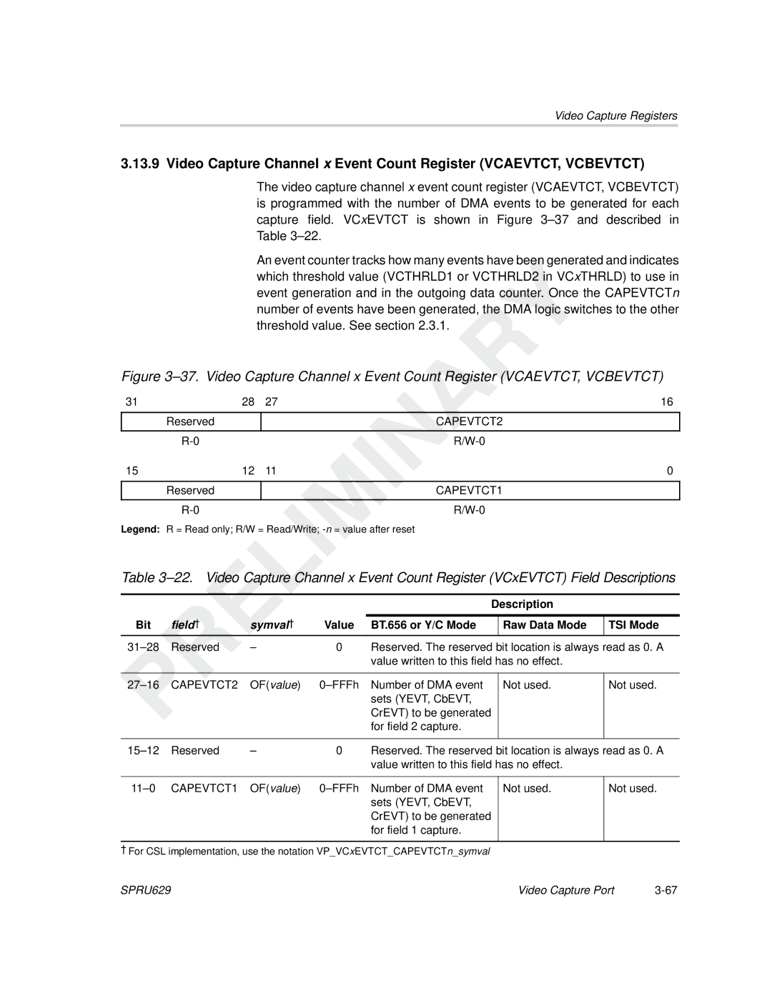 Texas Instruments TMS320C64x DSP manual CAPEVTCT2, CAPEVTCT1 