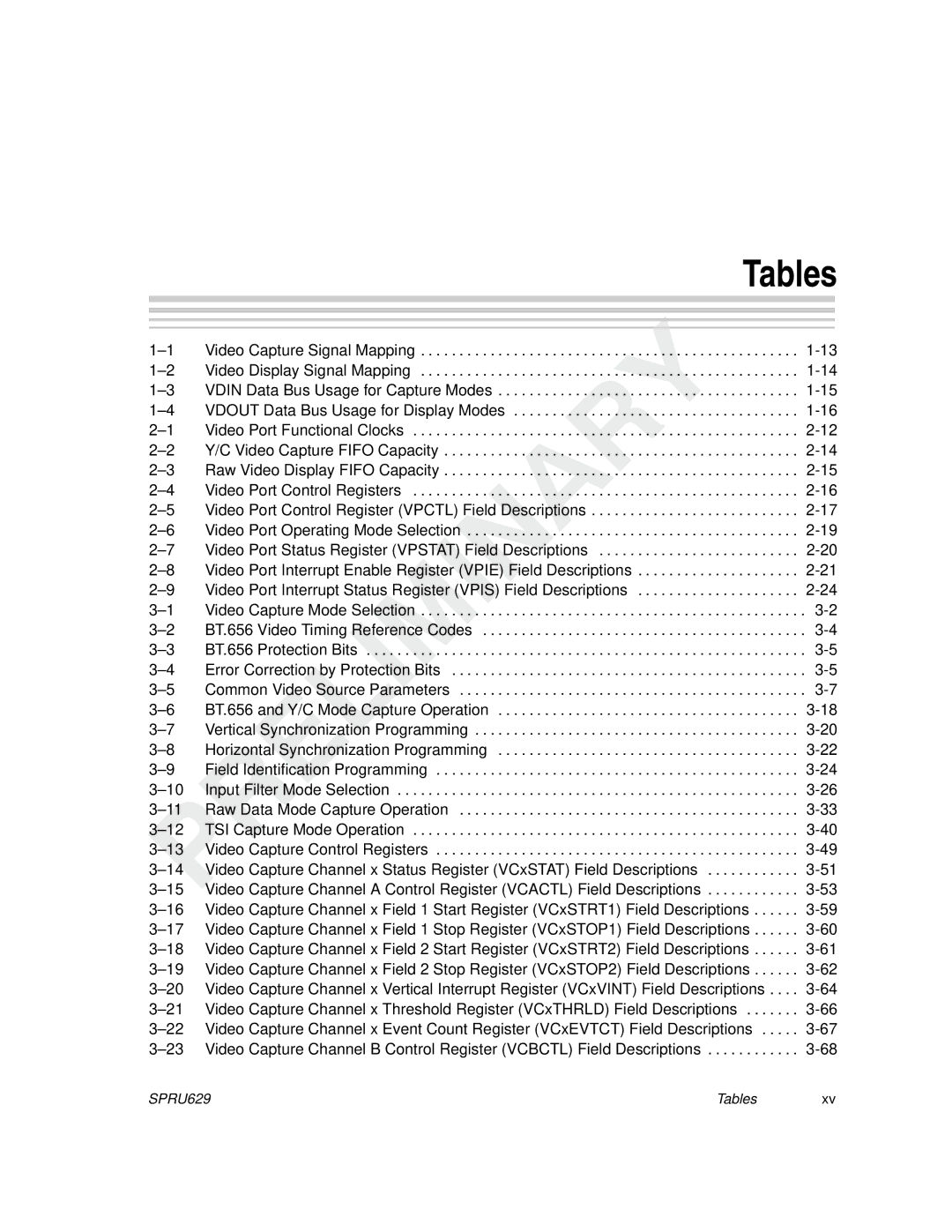 Texas Instruments TMS320C64x DSP manual Tables 