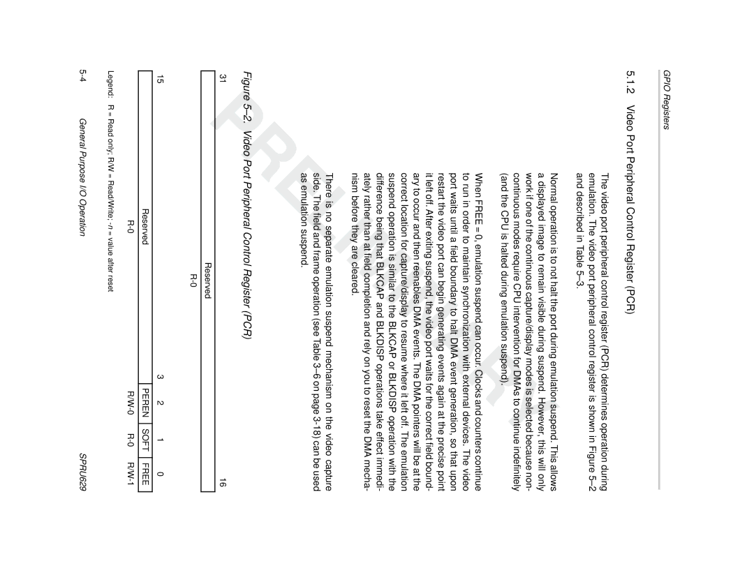 Texas Instruments TMS320C64x DSP manual Video Port Peripheral Control Register PCR, Soft Free 