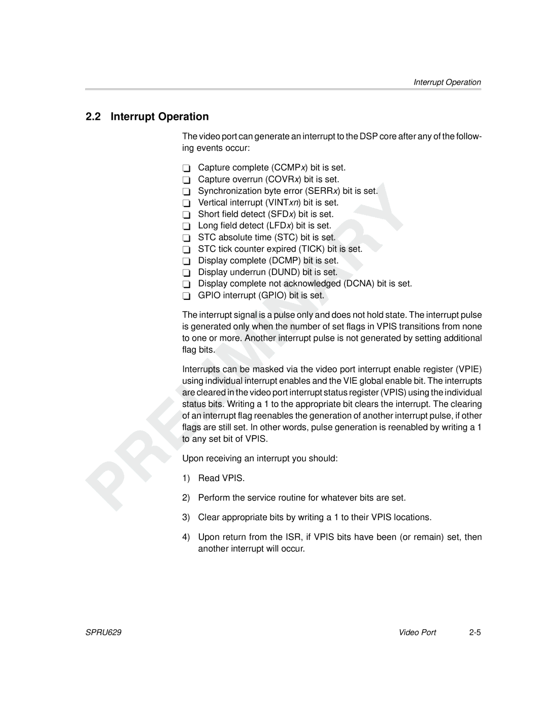 Texas Instruments TMS320C64x DSP manual Interrupt Operation 