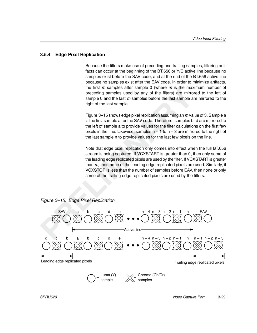 Texas Instruments TMS320C64x DSP manual Edge Pixel Replication, Sav, Eav 